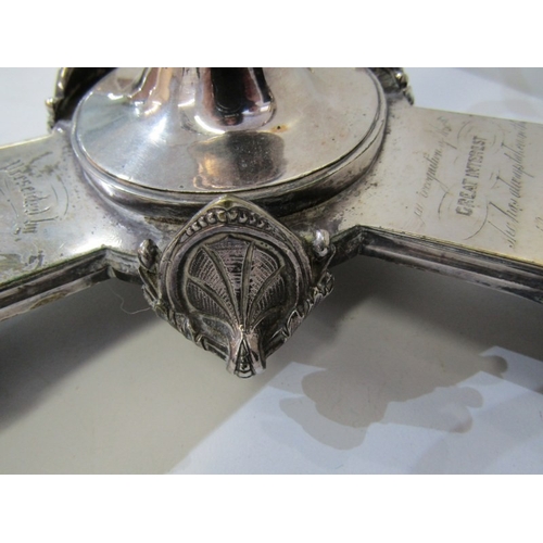 427 - SILVERPLATED CENTRE PIECE, a silverplated centre piece, late 19th Century, featuring a central colum... 