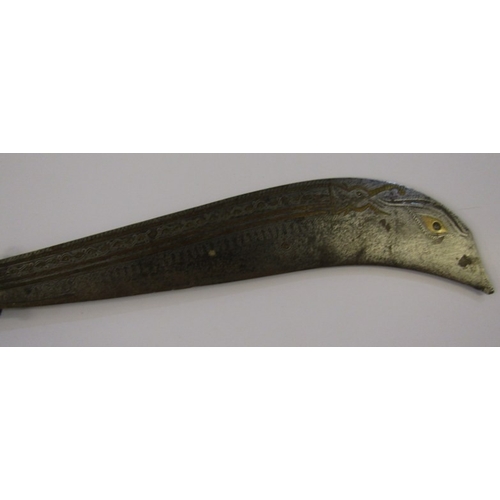 429 - SACRIFICIAL KNIFE, a Nepalese Ram Dao sacrificial knife, blade etched and inlaid with an eye to the ... 