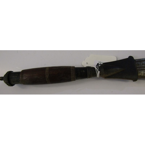 429 - SACRIFICIAL KNIFE, a Nepalese Ram Dao sacrificial knife, blade etched and inlaid with an eye to the ... 