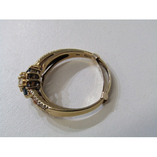 43 - DIAMOND & SAPPHIRE CLUSTER RING, an 18ct yellow gold ring set a central diamond of approx 0.75 ct su... 