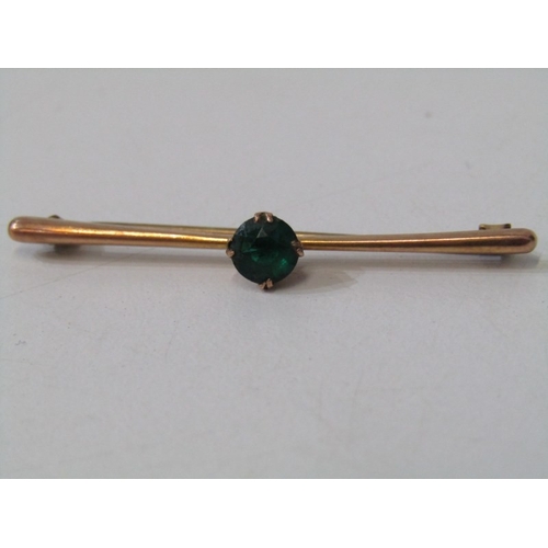44 - GOLD BAR BROOCHES, 3 vintage 9ct gold brooches, 1 set sapphire, other diamond, 3rd gold and silver b... 