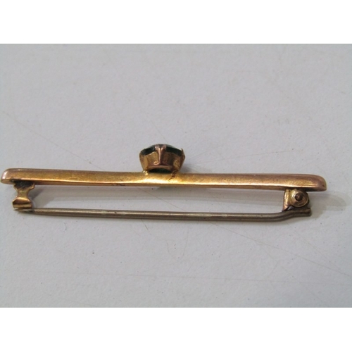 44 - GOLD BAR BROOCHES, 3 vintage 9ct gold brooches, 1 set sapphire, other diamond, 3rd gold and silver b... 