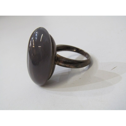 48 - SILVER STONE SET RINGS, 4 assorted silver stone set rings, 1 of oriental design set with jade, anoth... 