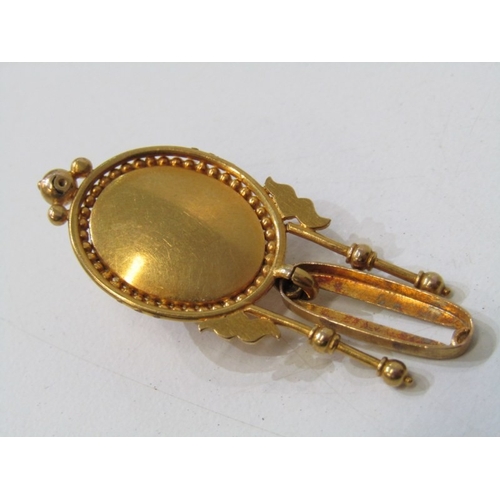 49 - VICTORIAN DROP EARRINGS, pair of Victorian gold earrings, tests as 18ct, set a central turquoise, su... 