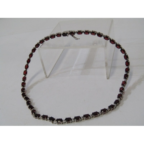 5 - SILVER STONE SET JEWELLERY, large silver 12cm cross, set red stones, together with 16