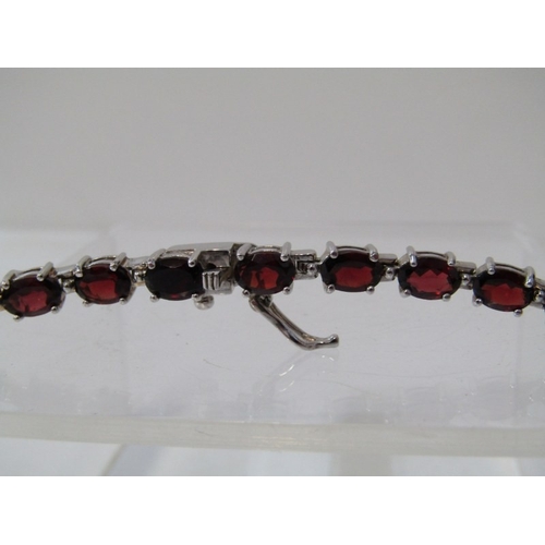 5 - SILVER STONE SET JEWELLERY, large silver 12cm cross, set red stones, together with 16