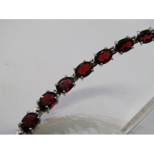 5 - SILVER STONE SET JEWELLERY, large silver 12cm cross, set red stones, together with 16