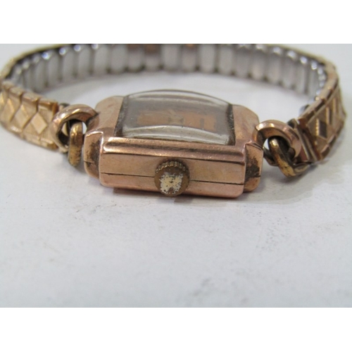 51 - LADY'S GOLD CASED WRIST WATCH, vintage gold cased wrist watch by Renown, with Art Deco style Arabic ... 