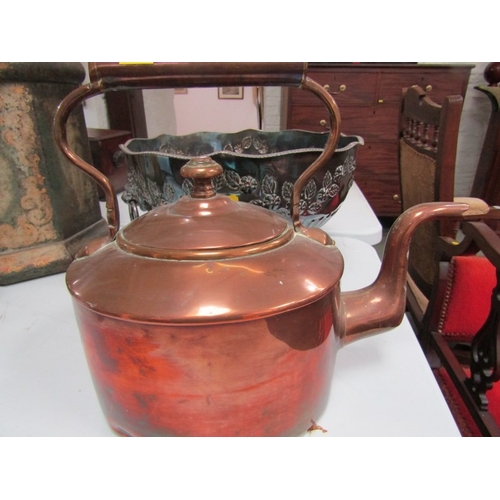 511 - ANTIQUE METALWARE, a 19th century copper kettle of typical form, 28cm height, together with a vintag... 