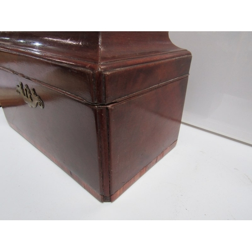 513 - ANTIQUE TEA CADDY, a Georgian mahogany 3 section tea caddy in the Chippendale style with brass carry... 