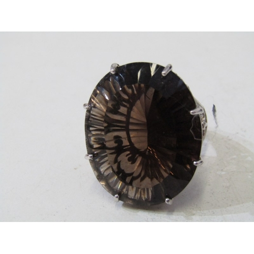 54 - HEAVY SILVER RINGS, 4 assorted stone set silver rings, set agate, smokey quartz, etc, various design... 