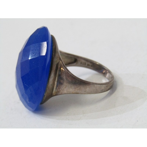 54 - HEAVY SILVER RINGS, 4 assorted stone set silver rings, set agate, smokey quartz, etc, various design... 