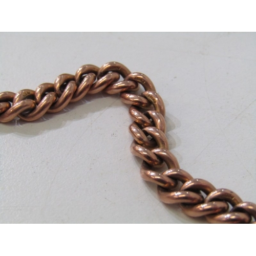 56 - HEAVY GOLD CURB LINK BRACELET, 9ct rose gold curb link watch chain bracelet with padlock clasp, 24.2... 