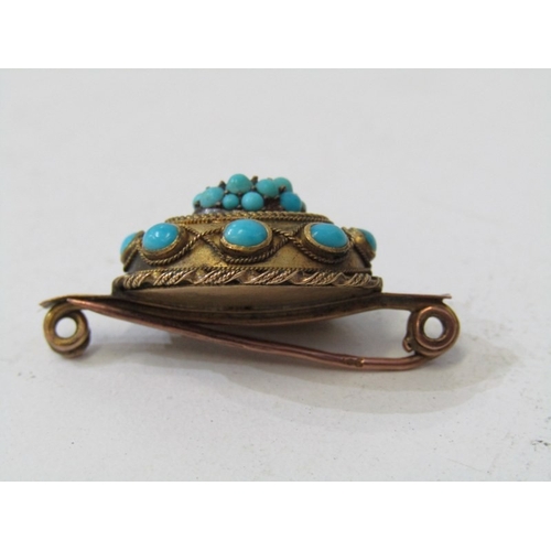 57 - VICTORIAN JEWELLERY, Victorian pinchbeck brooch/pendant set turquoise (3 stones missing), together w... 