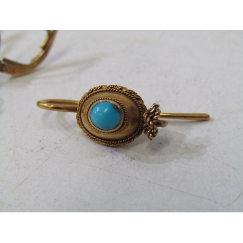 57 - VICTORIAN JEWELLERY, Victorian pinchbeck brooch/pendant set turquoise (3 stones missing), together w... 