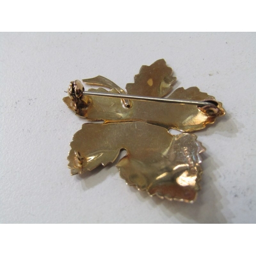 58 - GOLD LEAF BROOCH, 9ct yellow gold leaf form brooch, 4cm with steel pin, 3.4 grams