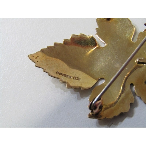 58 - GOLD LEAF BROOCH, 9ct yellow gold leaf form brooch, 4cm with steel pin, 3.4 grams