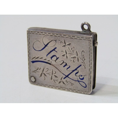 7 - NOVELTY GEORGIAN SILVER VINAIGRETTE, in the form of a miniature handbag with engraved decoration to ... 