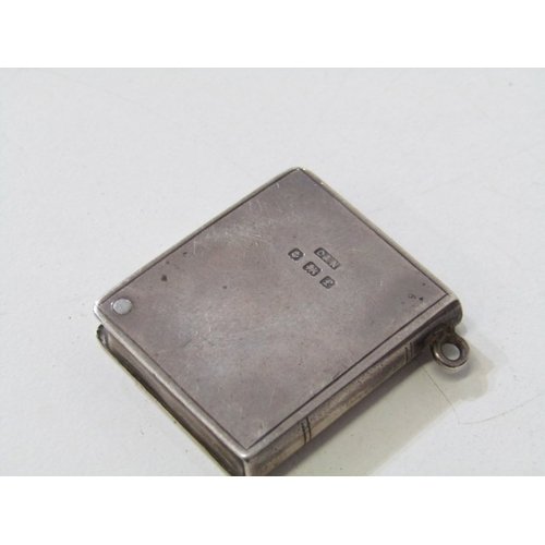 7 - NOVELTY GEORGIAN SILVER VINAIGRETTE, in the form of a miniature handbag with engraved decoration to ... 