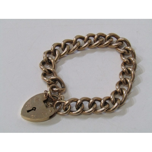 8 - GOLD CURB LINK BRACELET, 9ct yellow gold curb link bracelet with large padlock clasp, 38 grams