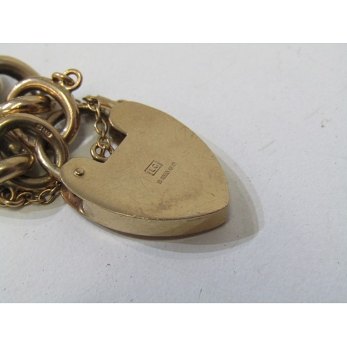 8 - GOLD CURB LINK BRACELET, 9ct yellow gold curb link bracelet with large padlock clasp, 38 grams
