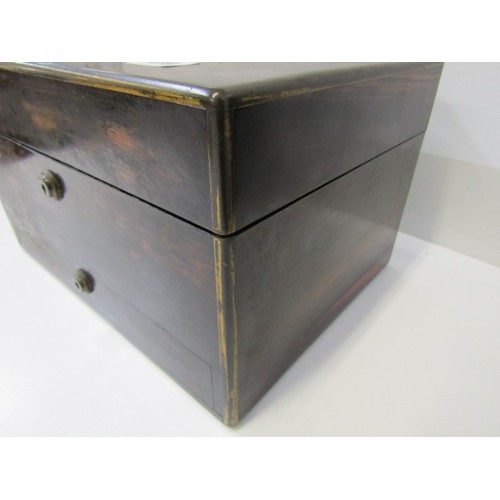 419 - VICTORIAN COROMANDEL BOX, a good 19th Century coromandel vanity/dressing table box, lifting lid reve... 