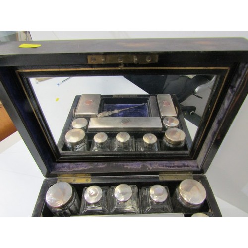 419 - VICTORIAN COROMANDEL BOX, a good 19th Century coromandel vanity/dressing table box, lifting lid reve... 