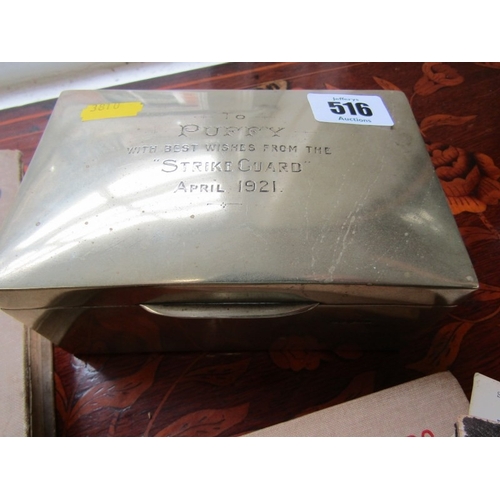 44 - MILITARY INTEREST, a selection of items including an EPNS cigarette box with military inscription to... 