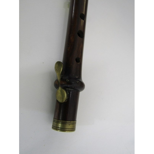 41 - MILITARY FIFE, a 19th Century fife with brass fittings and finger piece, probably fruit wood, 38cm l... 