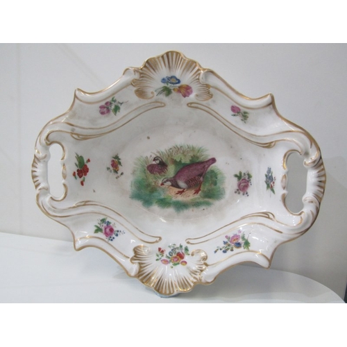 13 - DRESDEN PORCELAIN, a 19th century Dresden porcelain centrepiece base, depicting cherubs either side ... 