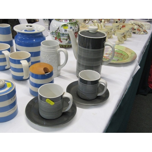 30 - CORNISH KITCHEN WARE, a T G Green Cornish blue and white banded storage jar and cover, 16cm height, ... 