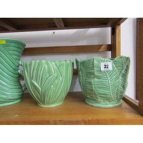 32 - SYLVAC POTTERY, a collection of Sylvac leaf decorated pottery, including 3 vases, 3 jardinieres, a w... 