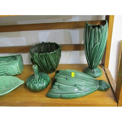 32 - SYLVAC POTTERY, a collection of Sylvac leaf decorated pottery, including 3 vases, 3 jardinieres, a w... 
