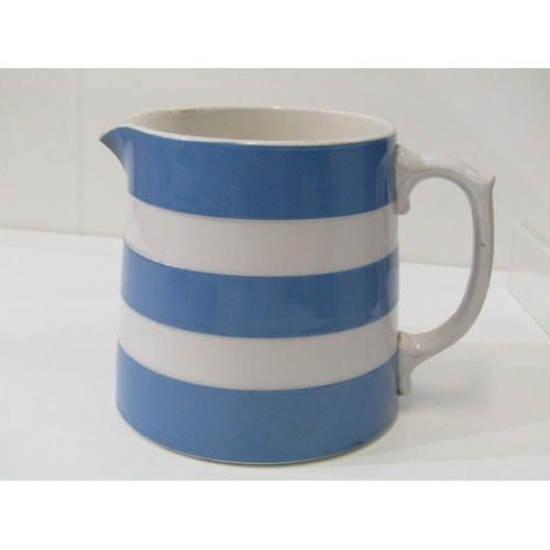 33 - CORNISH KITCHEN WARE, a Cornish blue and white banded mixing bowl with green shield mark to base, 26... 