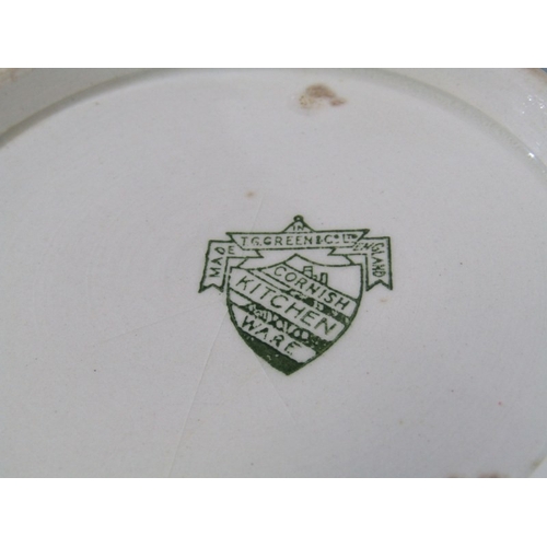 33 - CORNISH KITCHEN WARE, a Cornish blue and white banded mixing bowl with green shield mark to base, 26... 
