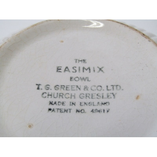 33 - CORNISH KITCHEN WARE, a Cornish blue and white banded mixing bowl with green shield mark to base, 26... 