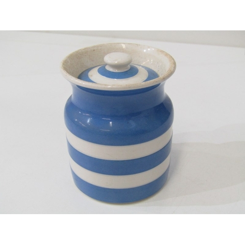 33 - CORNISH KITCHEN WARE, a Cornish blue and white banded mixing bowl with green shield mark to base, 26... 