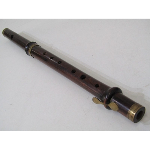 41 - MILITARY FIFE, a 19th Century fife with brass fittings and finger piece, probably fruit wood, 38cm l... 