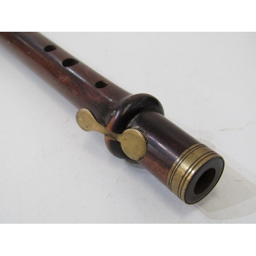 41 - MILITARY FIFE, a 19th Century fife with brass fittings and finger piece, probably fruit wood, 38cm l... 
