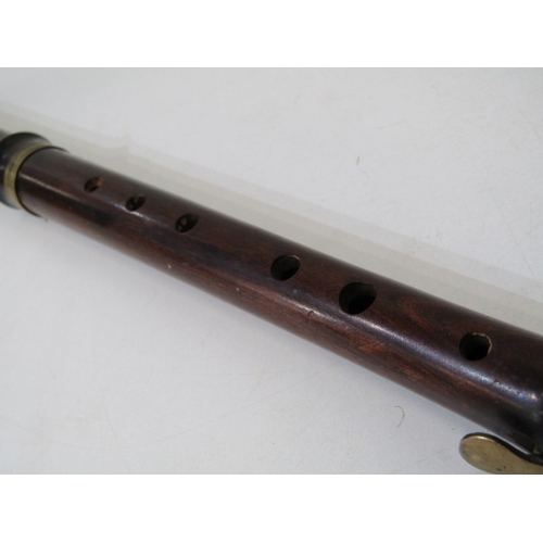 41 - MILITARY FIFE, a 19th Century fife with brass fittings and finger piece, probably fruit wood, 38cm l... 