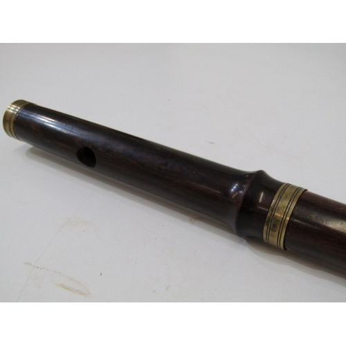 41 - MILITARY FIFE, a 19th Century fife with brass fittings and finger piece, probably fruit wood, 38cm l... 