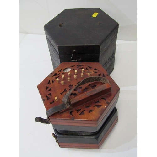 43 - LACHENAL CONCERTINA, a Lachenal & Co 21 button concertina with decorative fretwork end panels, circa... 