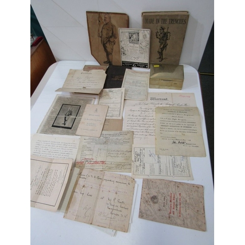 44 - MILITARY INTEREST, a selection of items including an EPNS cigarette box with military inscription to... 