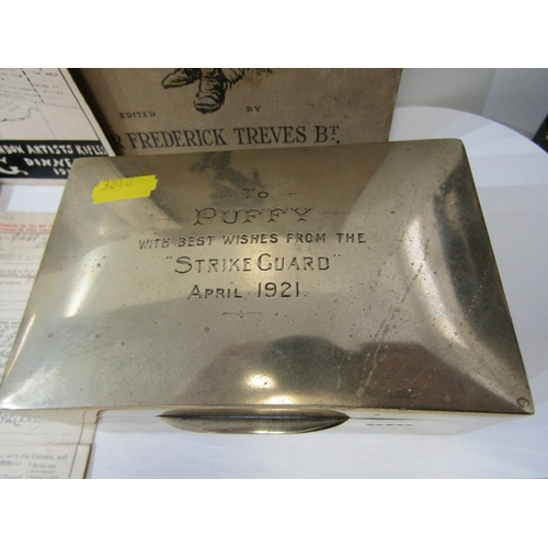 44 - MILITARY INTEREST, a selection of items including an EPNS cigarette box with military inscription to... 