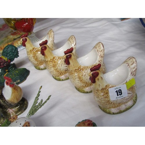 19 - GLASS COCKEREL, red and amber glass cockerel on clear base, probably Murano, 26cm height, together w... 