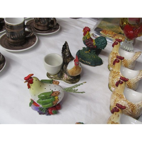 19 - GLASS COCKEREL, red and amber glass cockerel on clear base, probably Murano, 26cm height, together w... 