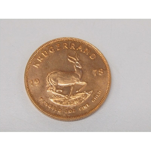 1 - 1978 GOLD KRUGERRAND,  1 ounce of fine gold, high grade example in a Johnson Matthey Bankers envelop... 
