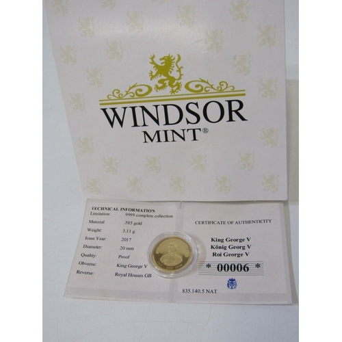 12 - 2017 GOLD PROOF medallion ‘King Edward VIII’ capsuled in Windsor Mint envelope.  3.11 grams of .585 ... 