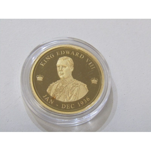 12 - 2017 GOLD PROOF medallion ‘King Edward VIII’ capsuled in Windsor Mint envelope.  3.11 grams of .585 ... 