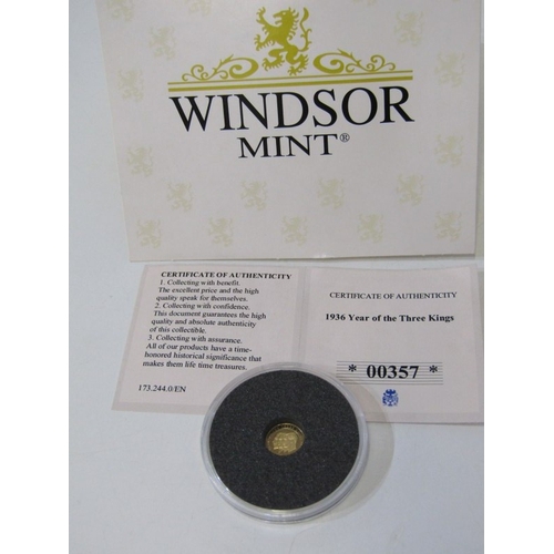 13 - 2017 GOLD PROOF medal ‘Queen Victoria’, 1.56 grams of .585 fineness & 2016 Gold Proof medal ‘1936 Ye... 